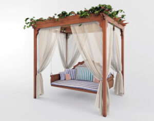 Wood Pergola With Swing Free 3D Model