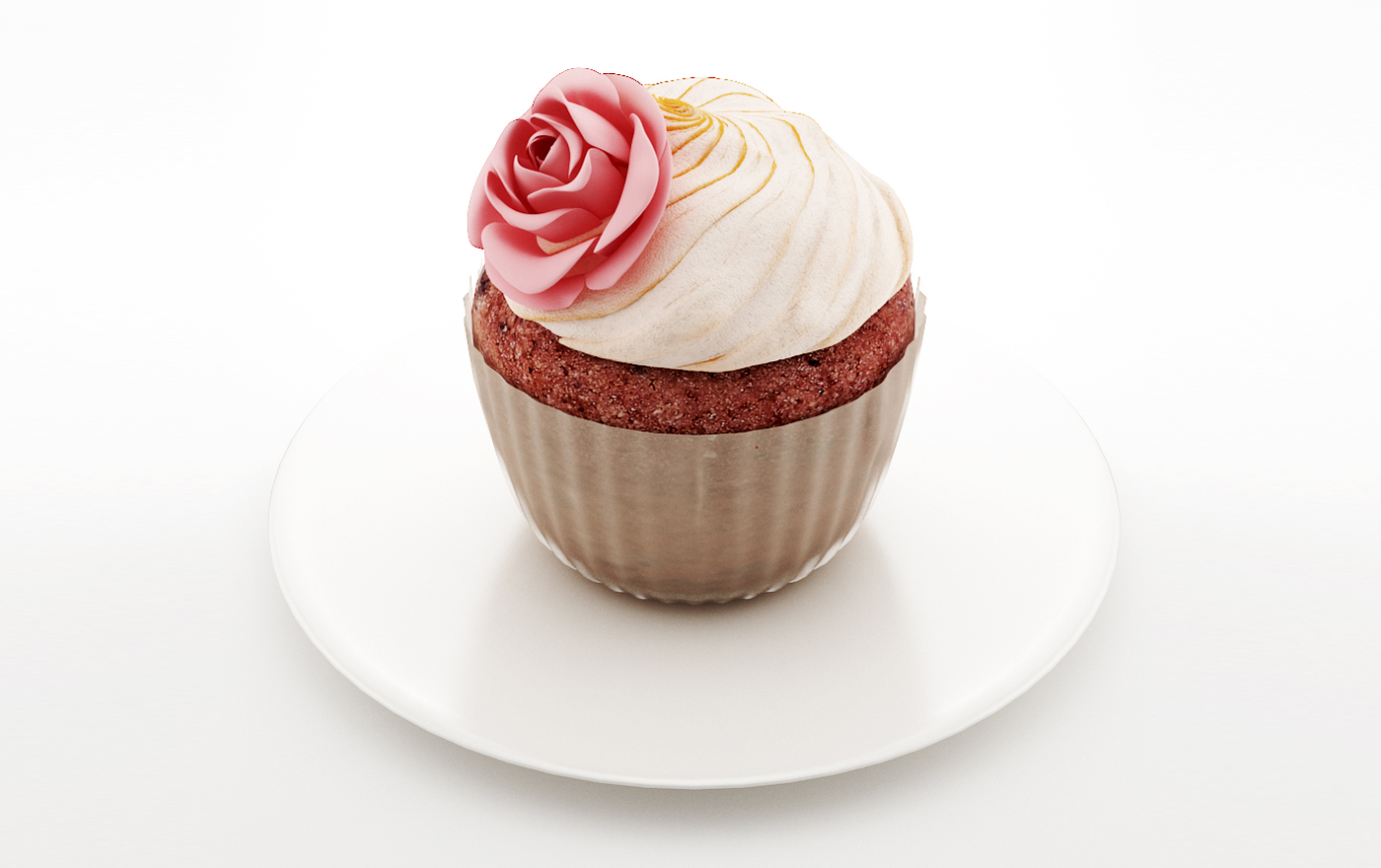 Rose Cup Cake 3D Model Free