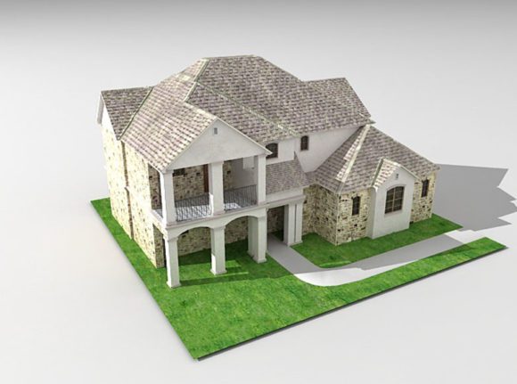 American House With Garden 3D Model