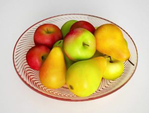 Apples and Pears Fruits On Glass Plate 3D Model