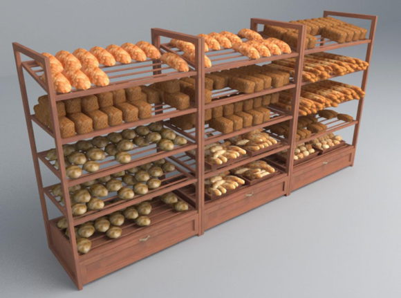 Bakery Shelves Free 3D Model