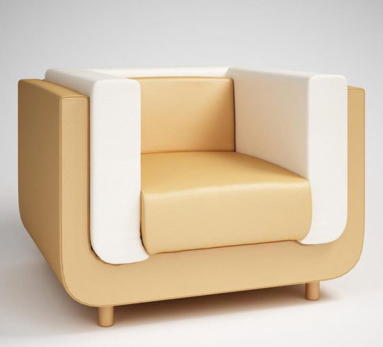 Beige Leather Armchair 3D Model