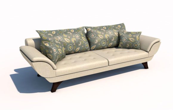 Beige Textile Sofa 3D Model