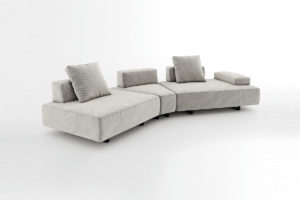 Beige and Grey Round Triple Sofa 3D Model