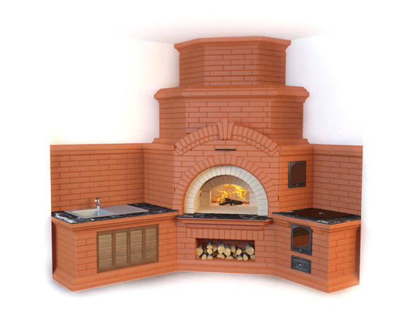 Big Corner Brick Fireplace 3D Model