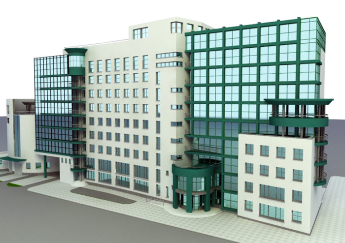 Big Office Building Free 3D Model