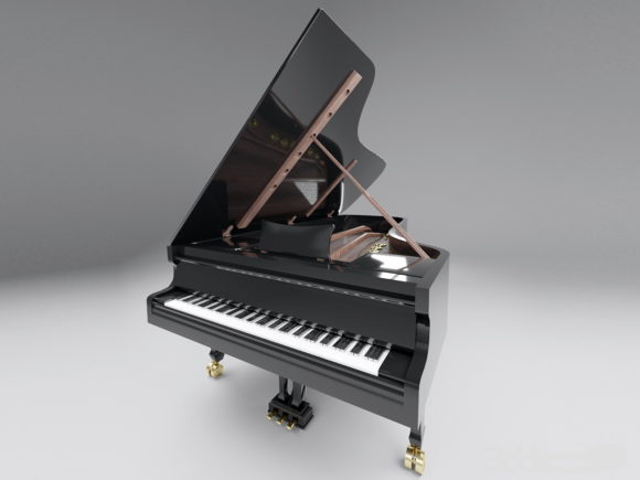 Black Grand Piano 3D Model