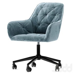 Blue Velvet Office Chair Free 3D Model