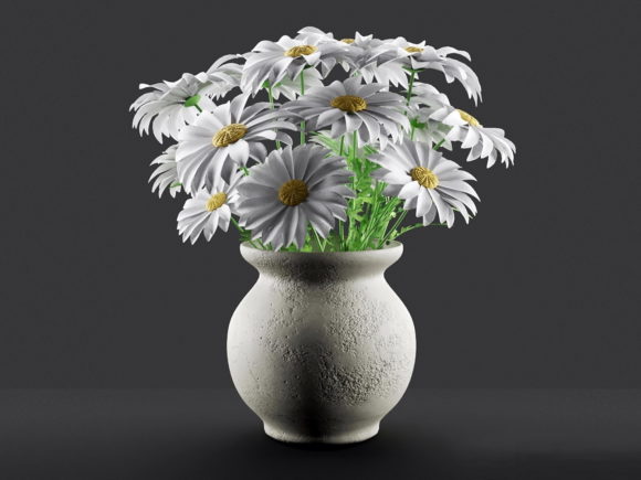 Bouquet of Daisies in Vase 3D Model
