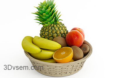 Bowl of Trophycal Fruit 3D Model