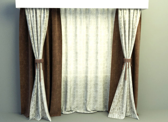 Brown Europen Curtain Free 3D Model