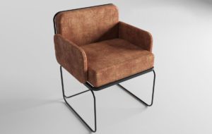 Brown Leather Armchair 3D Model