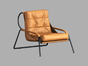 Brown Leather Visitor Armchair 3D Model