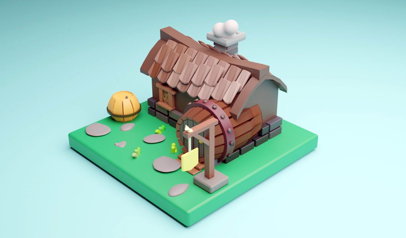 Cartoon Village House 3D Model