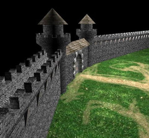 Low Poly Castle Wall 3D Model