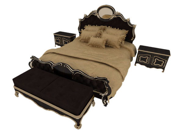  Classic Bed Set Free 3D Model