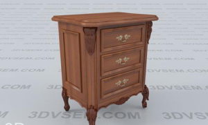 Classic Wooden Bedside Table 3D Model