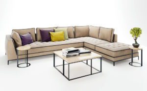 Corner Sofa Set with Table and Plant 3D Model