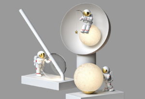Desktop Astronaut Lamp Set Free 3D Model