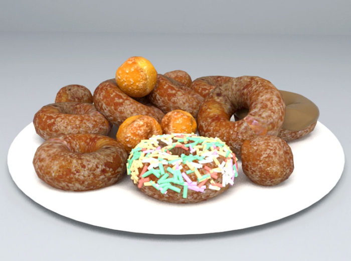  Donuts and Plate 3D Model