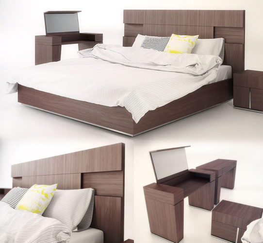 Double Bed 3D Model Cinema 4D-Vray