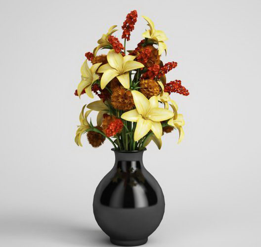 Flower Bouquet with flower pot 3d model