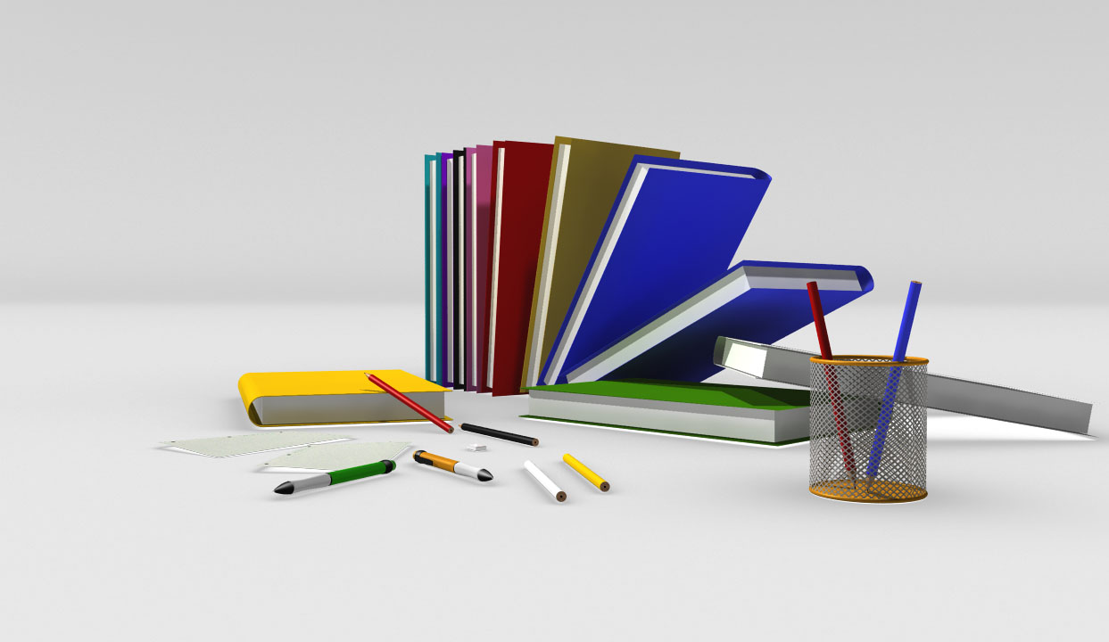 Free 3D Books and Pencils Model