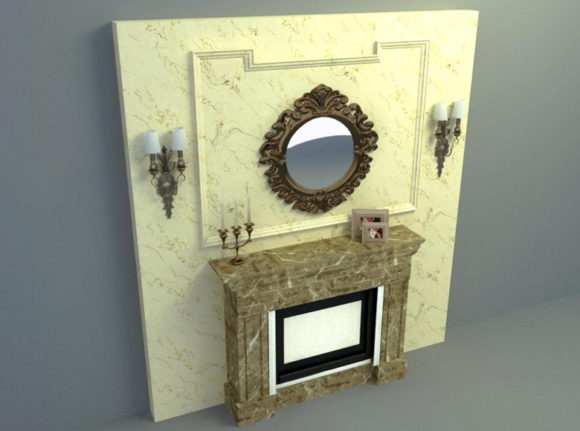  Free 3D Marble Fireplace