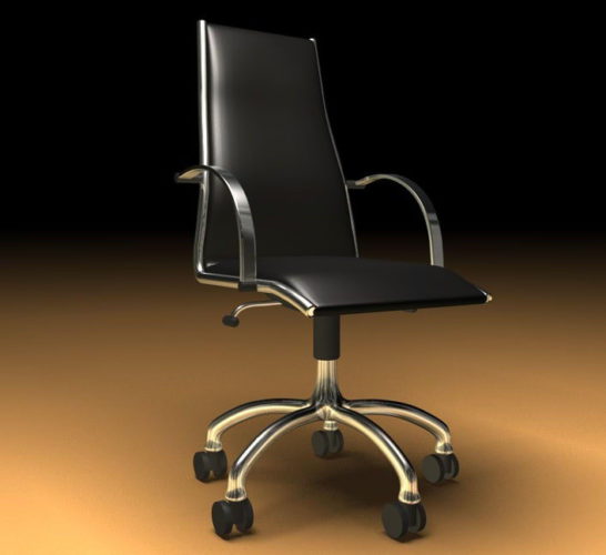 Free Back Leather Office Chair 3D Model