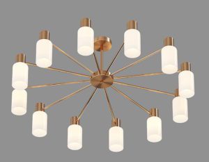 Glass and Gold Metal Chandelier 3D Model