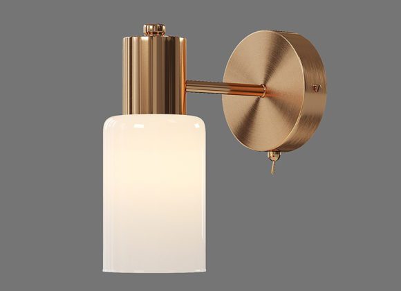 Glass and Gold Metal Wall Lamp 3D Model