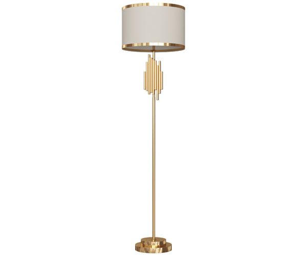 Gold Metal and Fabric Table Lamp 3D Model