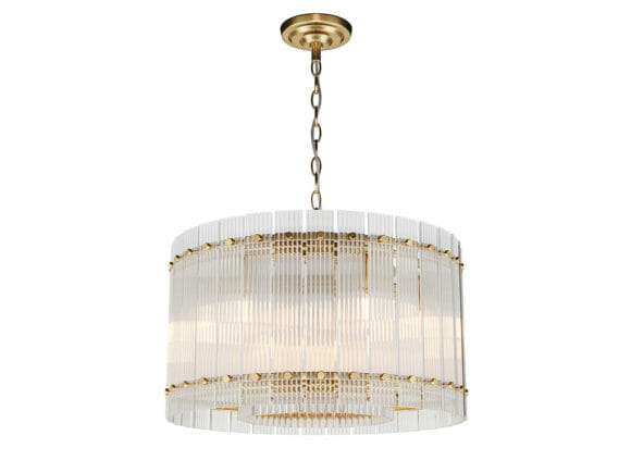 Gold and Chrystal Hanging Chandelier 3D Model