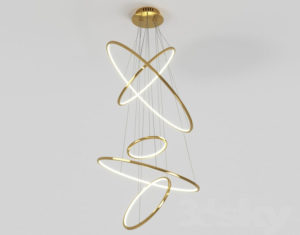 Golden Hanging Lamp 3D Model