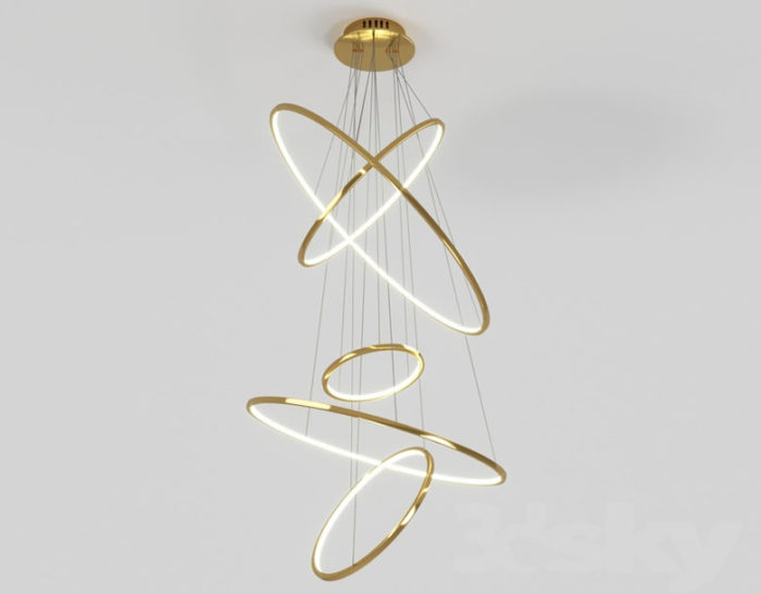  Golden Hanging Lamp 3D Model