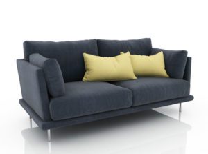 Gray Double Sofa 3D Model