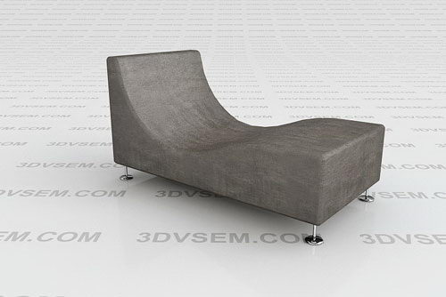 Gray Velve Couch 3D Model