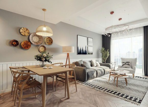 Kitchen and Living Room 3D Interior Scene