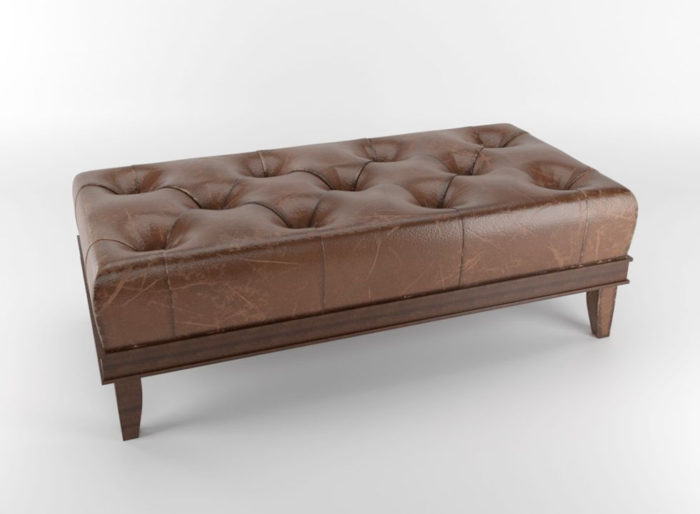 Leather Chesterfield Bench 3D Model