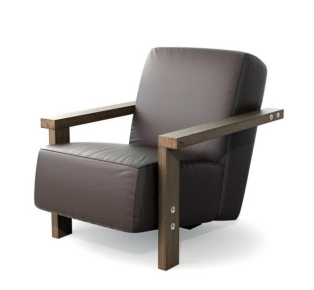 Leather and Wooden Armchair