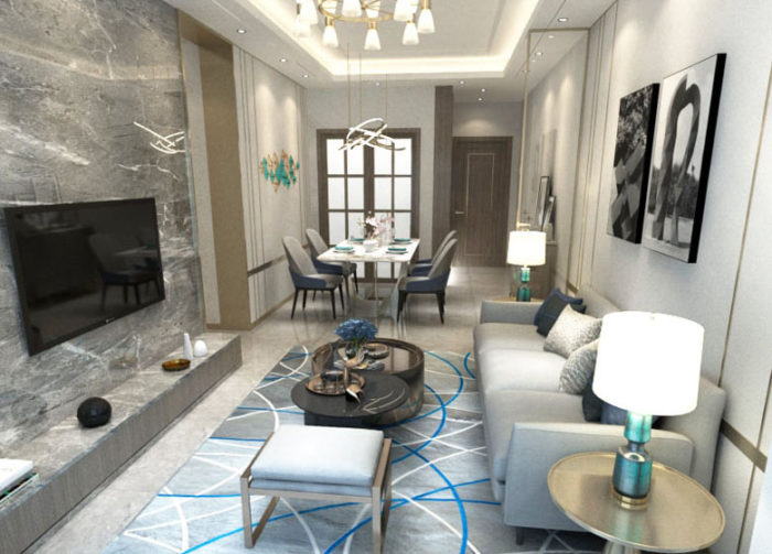 Living Room Interior Scene 3D Model