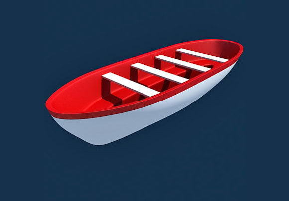 Low Poly Life Boat 3D Model