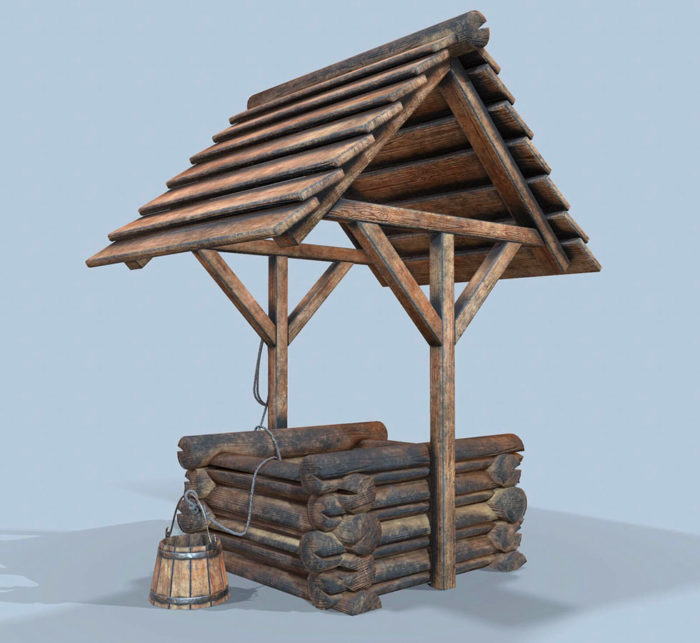 Low Poly Wooden Well 3D Model