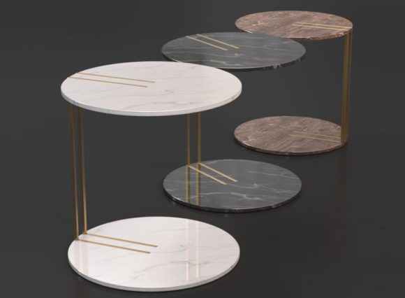 Marble And Metal Design Side Table 3D Model