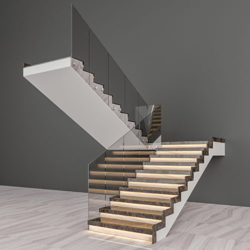 Marble and Glass Stairs 3D Model