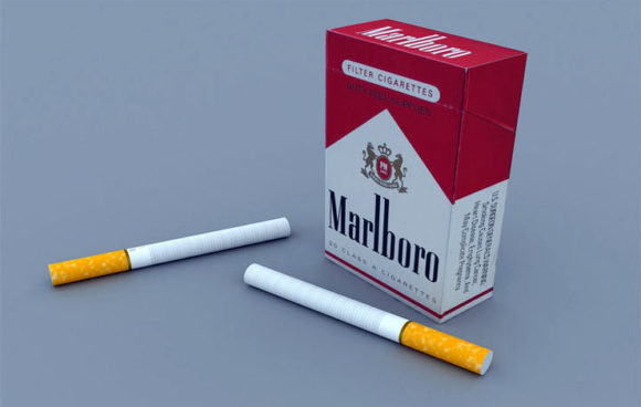 Marlboro Box and Cigarettes 3D Model