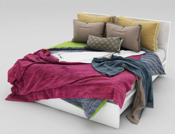 Messy Double Bed 3D Model