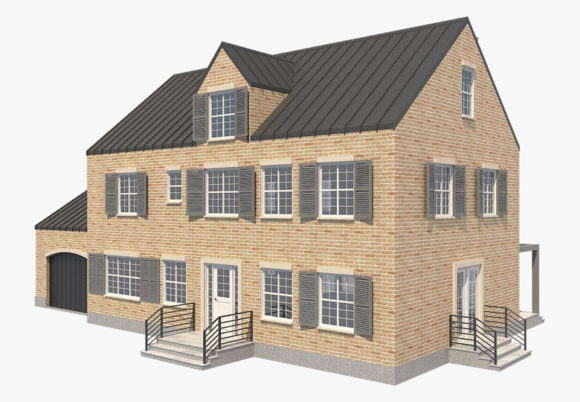  Modern Brick House 3D Model