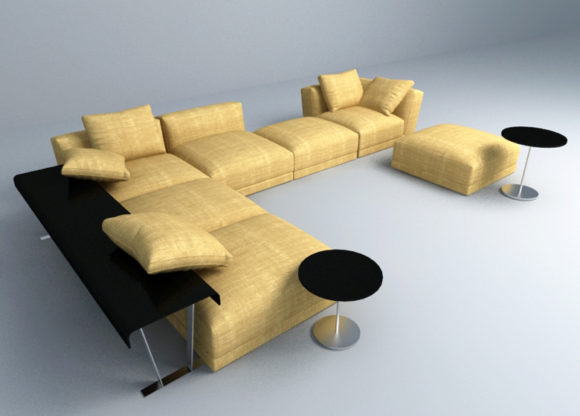  Modern Textile Sofa Set 3D Model