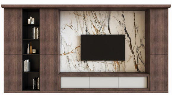 Modern Wood and Marble Tv Panel 3D Model